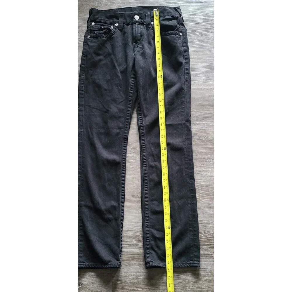 True Religion Straight Black Jeans Men's 30x32 USA Fabric Mexico Flap Pocket